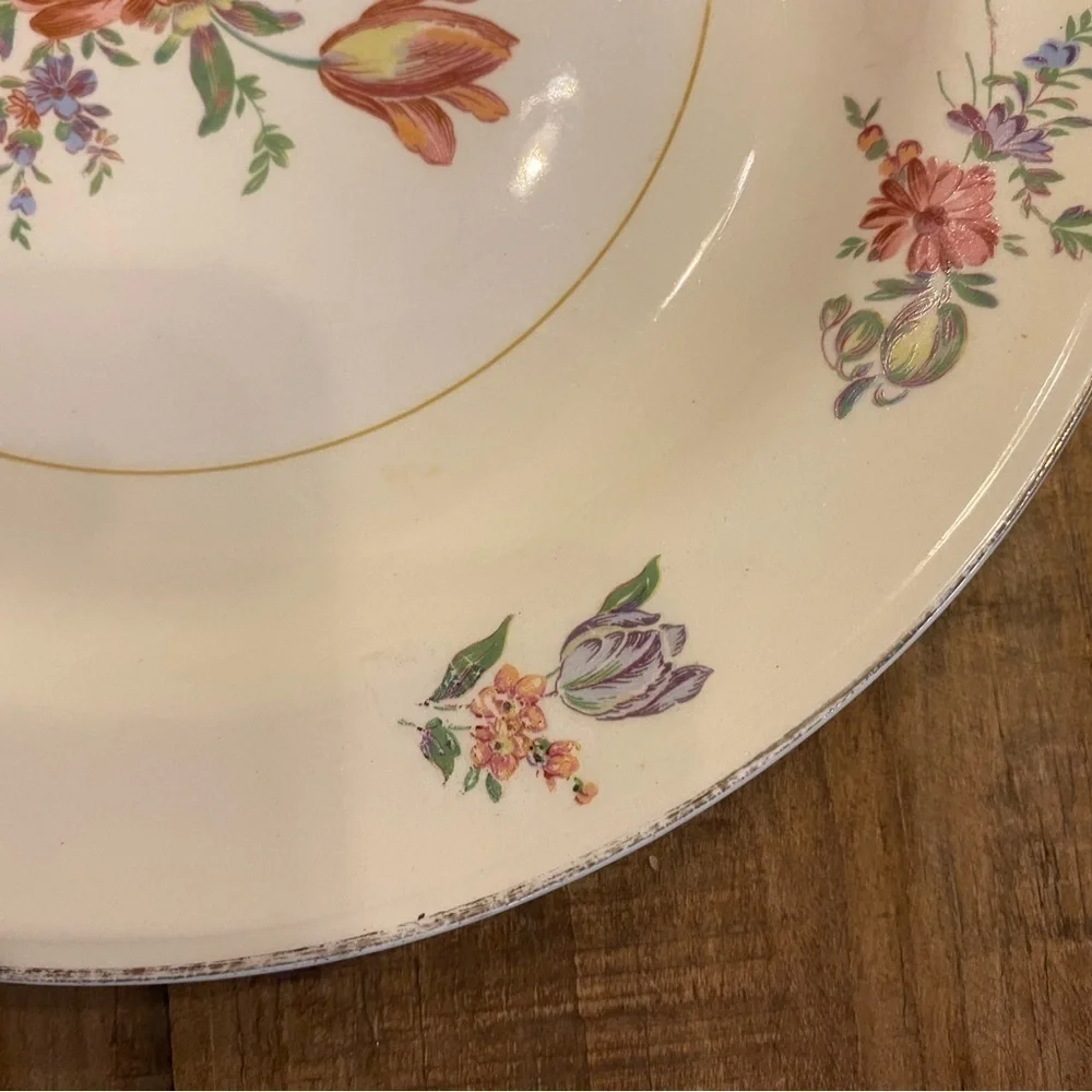 Household Institute Priscilla pattern decorative China. Pink Roses on cream EUC
